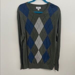 Croft & Barrow Men's Green and Blue Argyle Sweater